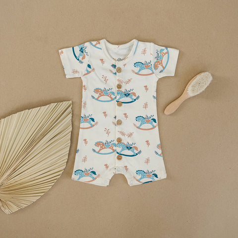 vintage rocking horse baby romper