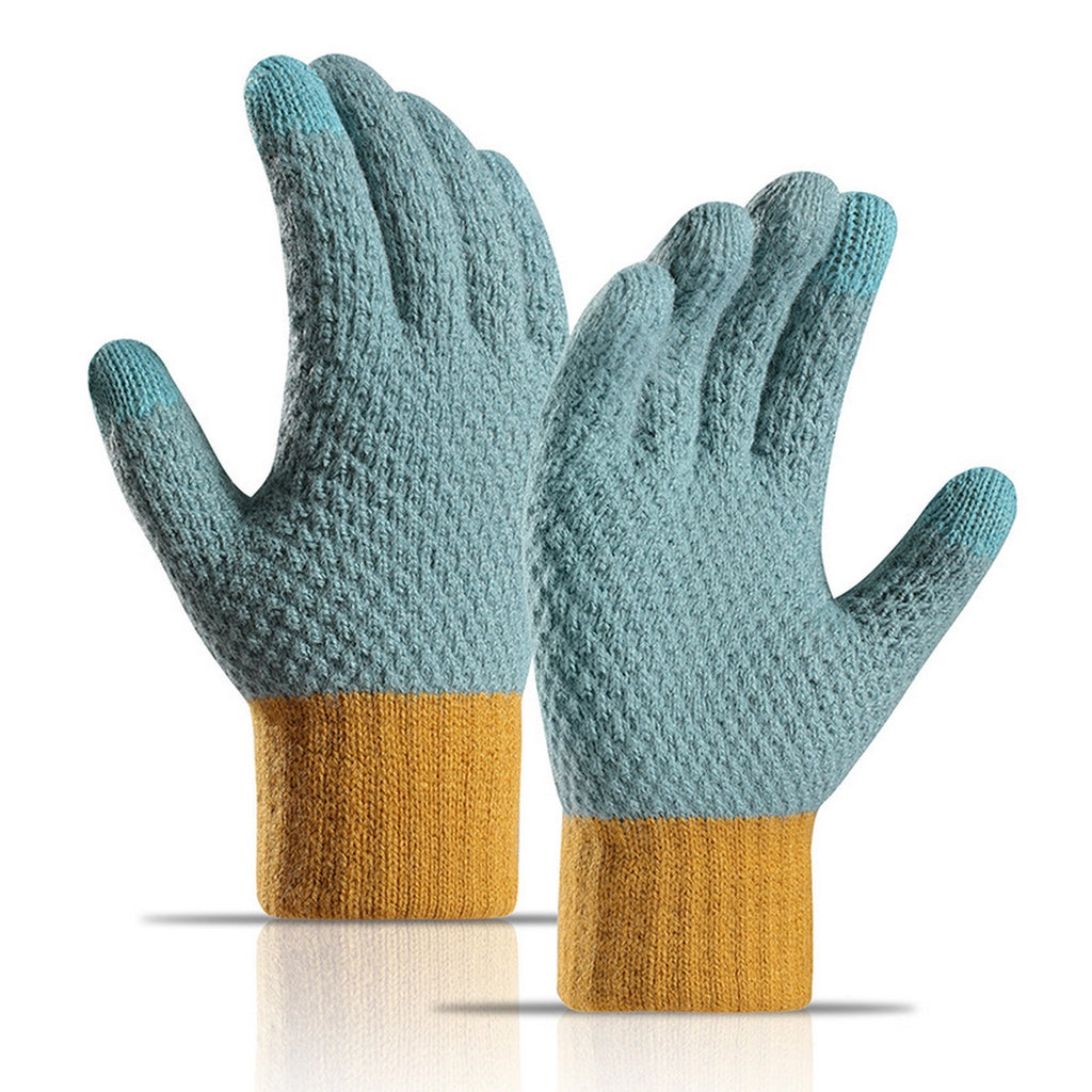 warm and cold proof knitted gloves- blue/yellow