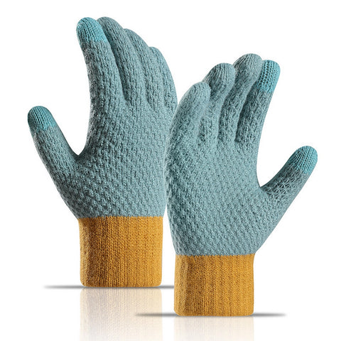 warm and cold proof knitted gloves- blue/yellow