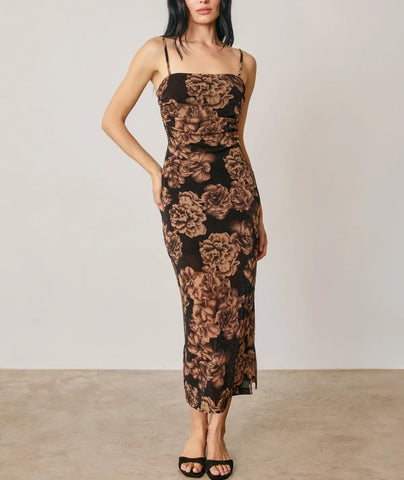 metallic floral dress
