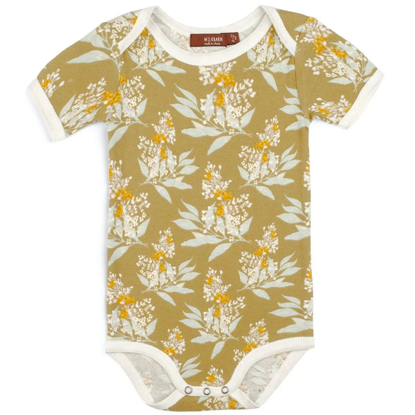gold floral baby onesie