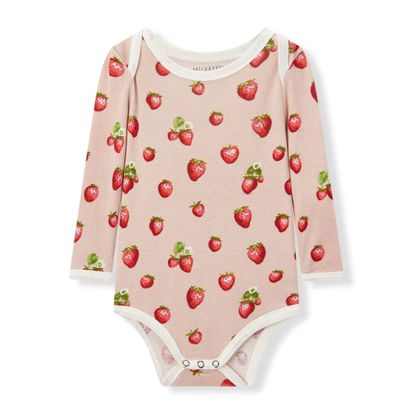 field of strawberries onesie