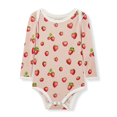 field of strawberries onesie