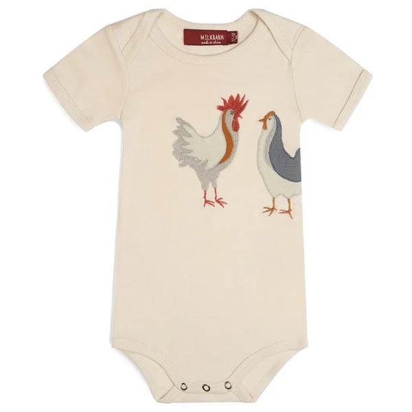 chicken applique baby onesie
