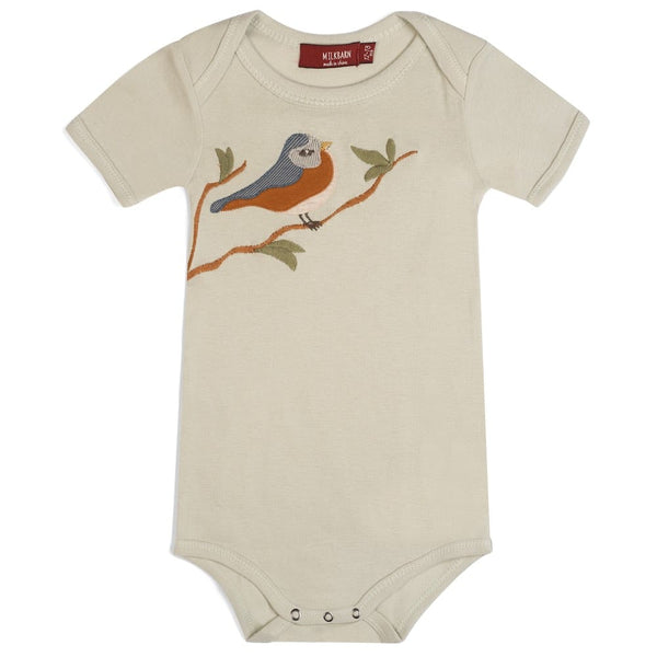 bird applique baby onesie