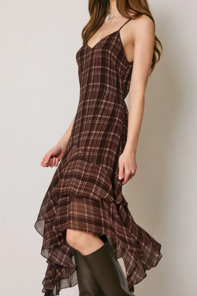 asymmetrical plaid dress