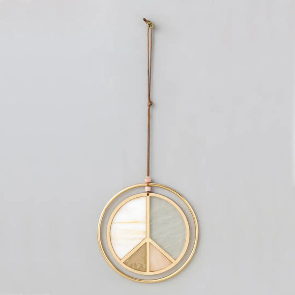 peace sign stained glass light catcher