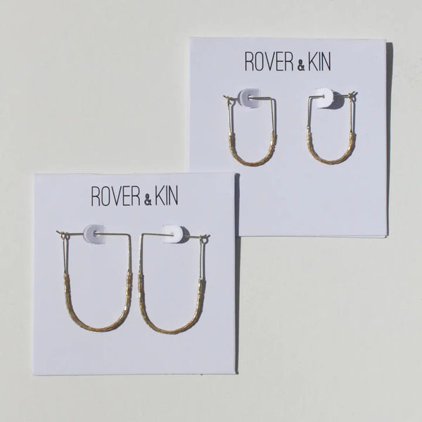 gold beaded drape earrings