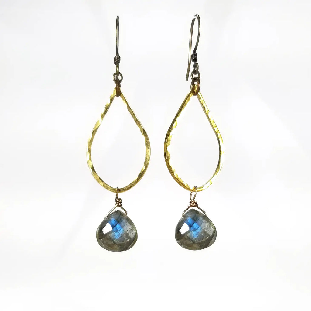 hammered brass and labradorite earrings