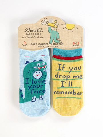 "if you drop me, i'll remember" baby socks
