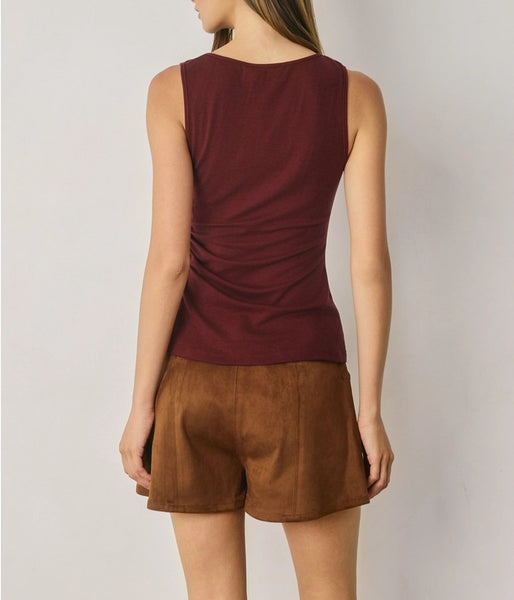 ruched burgundy top