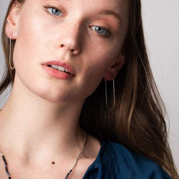 sterling silver cosmic oval earrings
