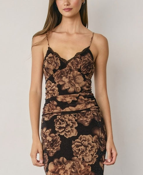 metallic floral cami