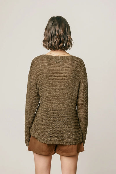 olive open weave sweater