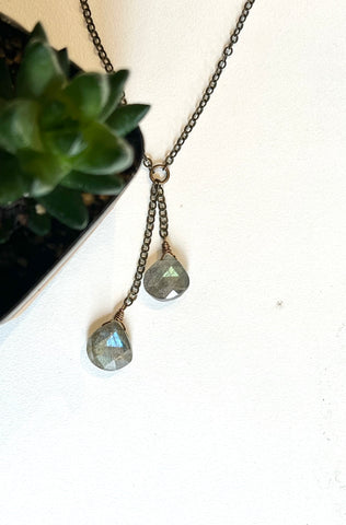 double faceted labradorite necklace