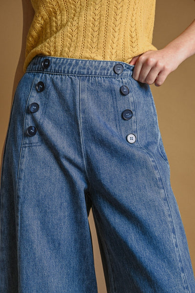 denim sailor pants