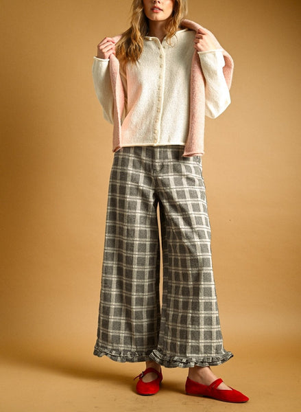 cotton blend plaid pants