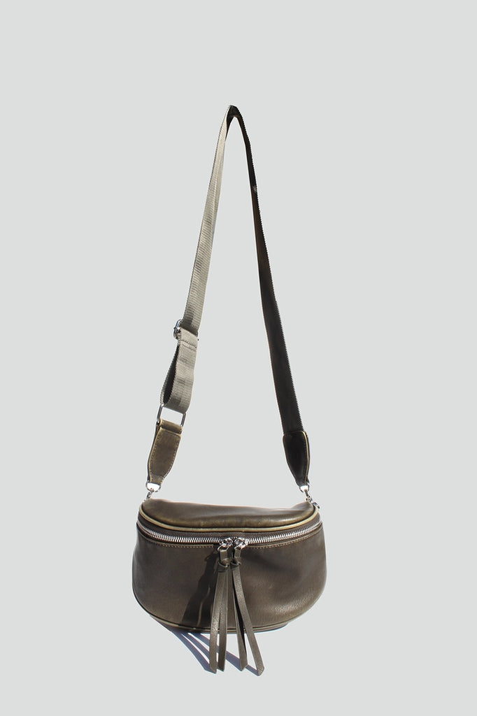 ember distressed crossbody- wash green