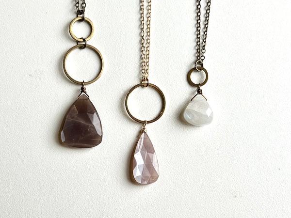 moonstone and gold necklaces