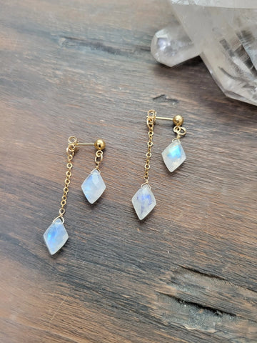 moonstone and gold earrings