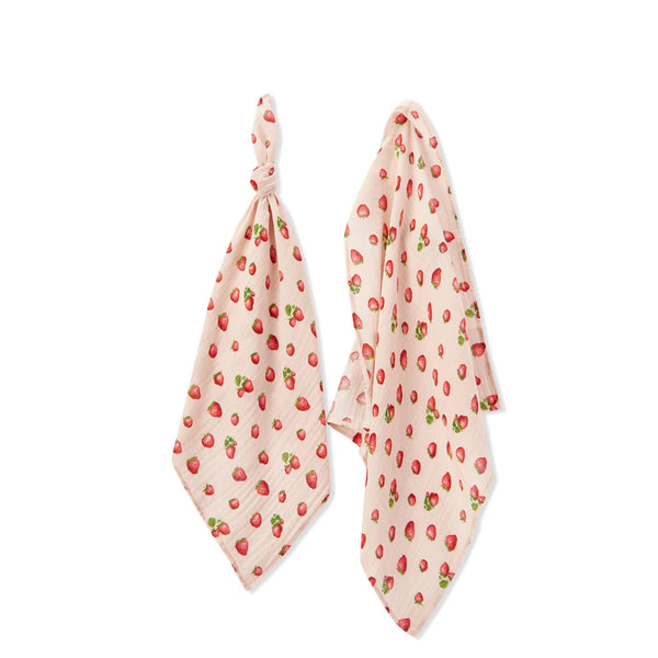 mini lovie or burp cloth in strawberry