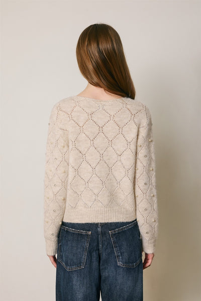 cream pointelle sweater