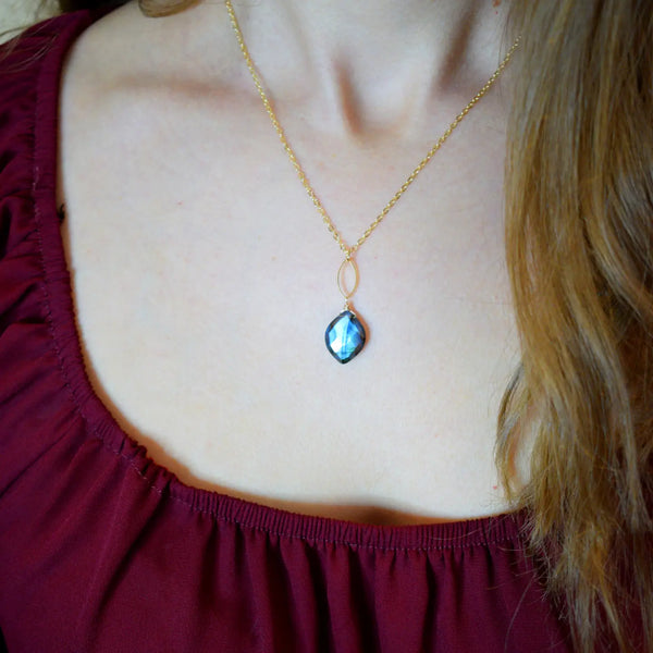 faceted labradorite necklace