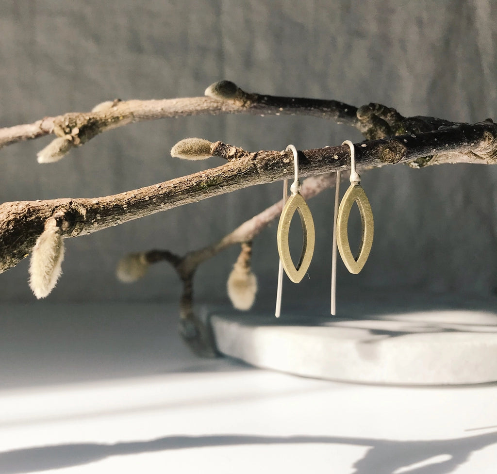 brass and sterling simple earrings