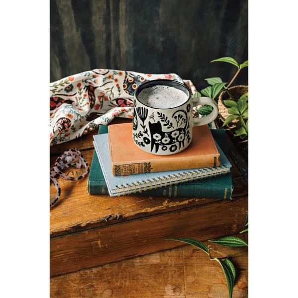 black cat coffee mug