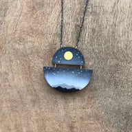 full moon hand painted necklace