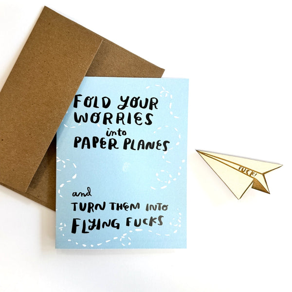 paper planes magnet w/ card- white
