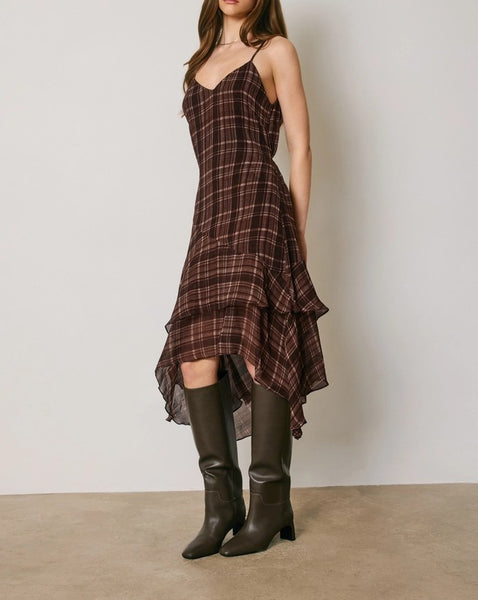asymmetrical plaid dress