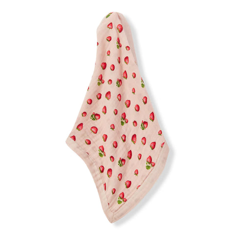 mini lovie or burp cloth in strawberry