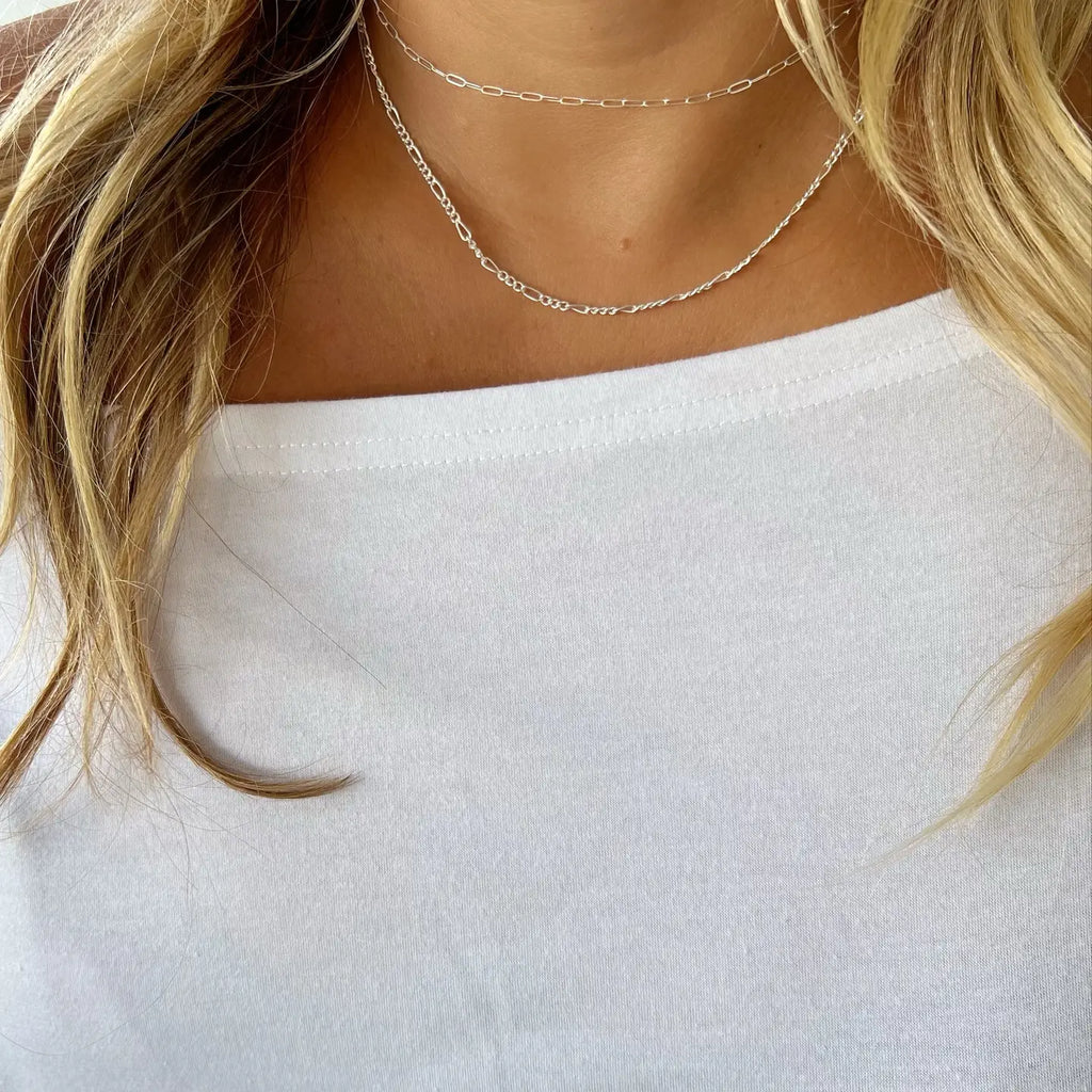 sterling silver layering paperclip necklace