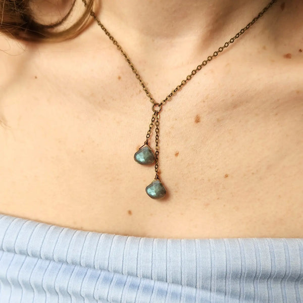 double faceted labradorite necklace