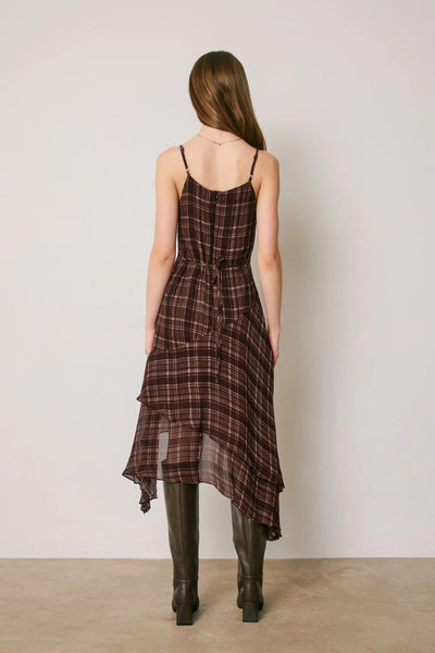 asymmetrical plaid dress