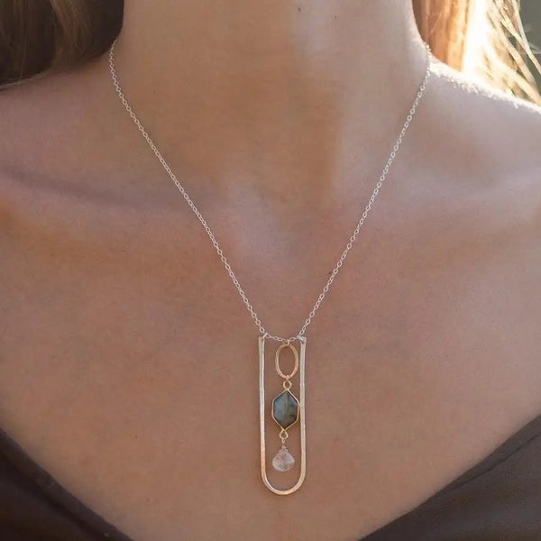 sterling moonstone and labradorite necklace