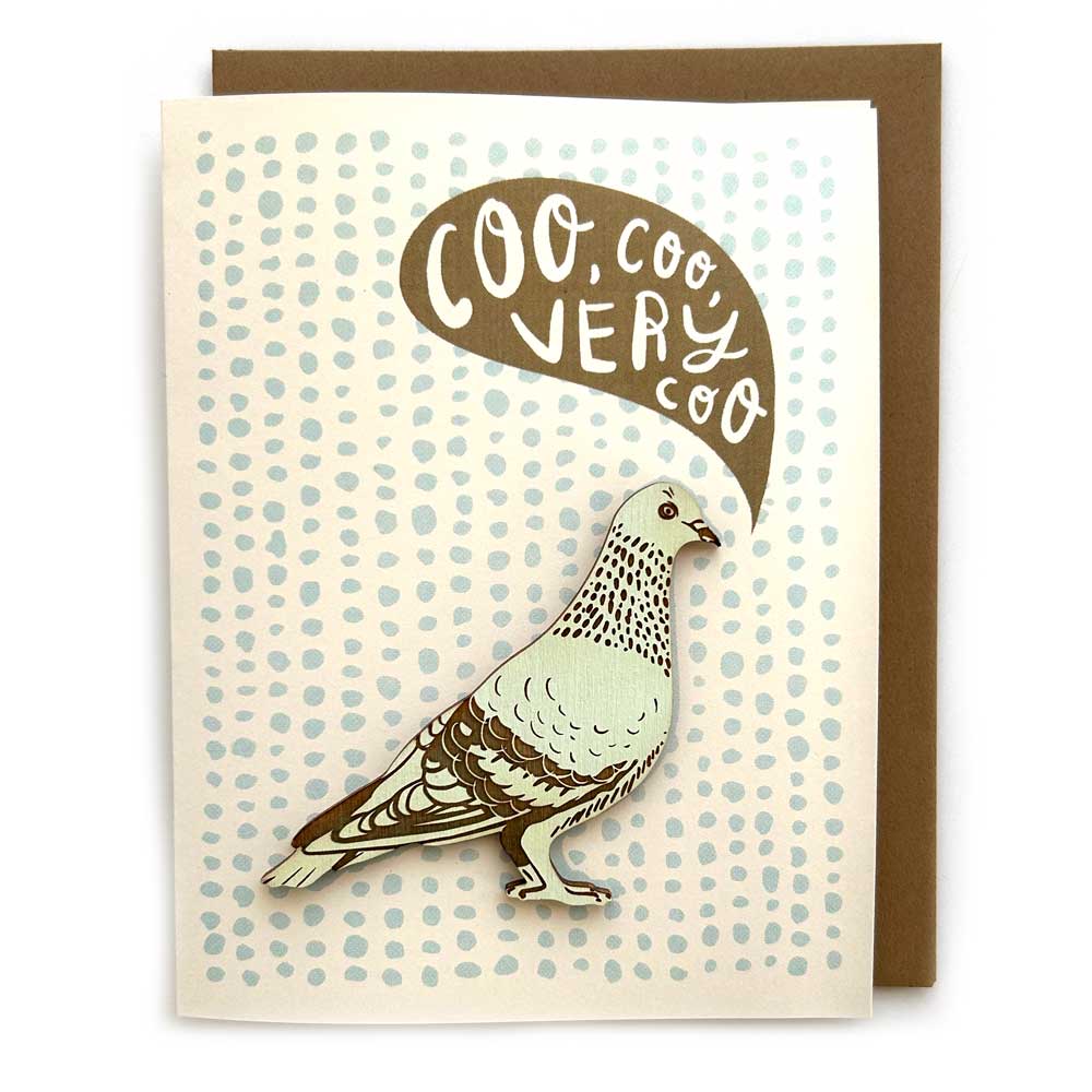 coo coo coo- pigeon magnet w/ card- seafoam