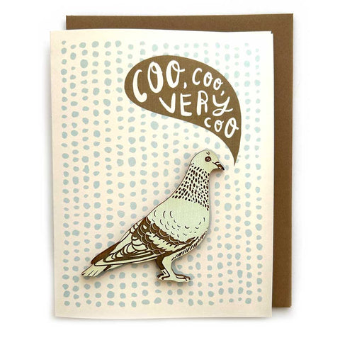 coo coo coo- pigeon magnet w/ card- seafoam