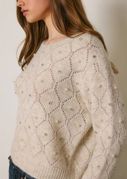 cream pointelle sweater
