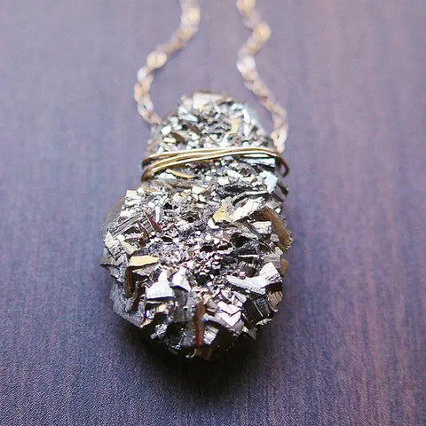Raw Pyrite Crystal Necklace
