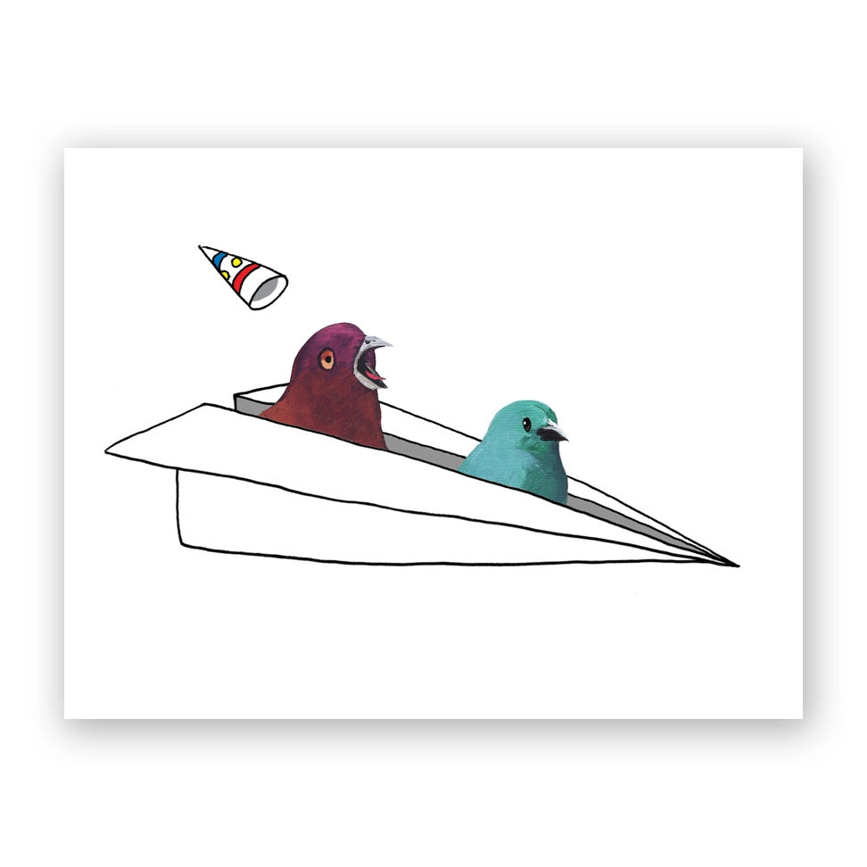 bird plane greeting card