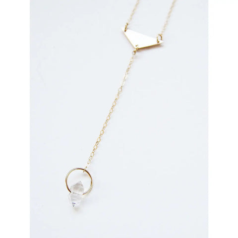 Herkimer Diamond Triangle Necklace