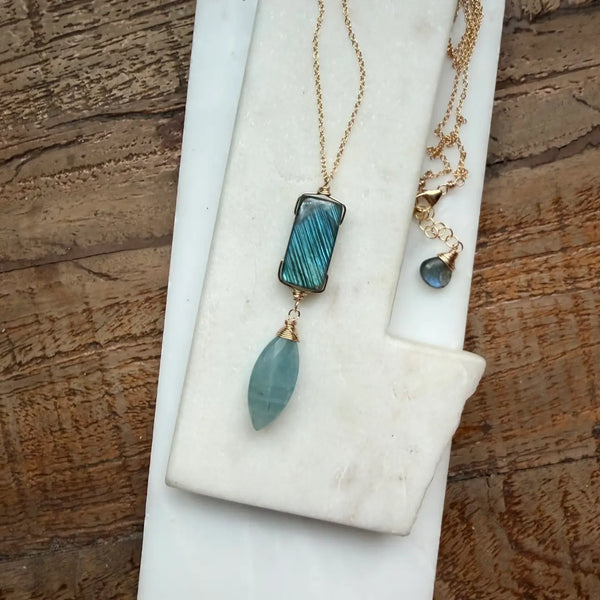Labradorite and aquamarine necklace