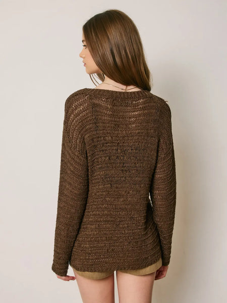 brown open weave sweater