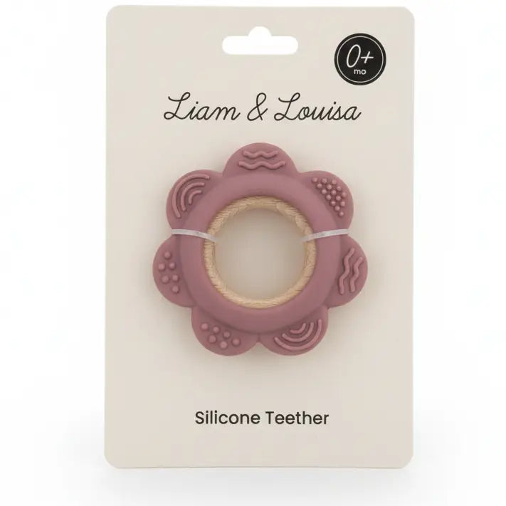 pink flower silicone teether