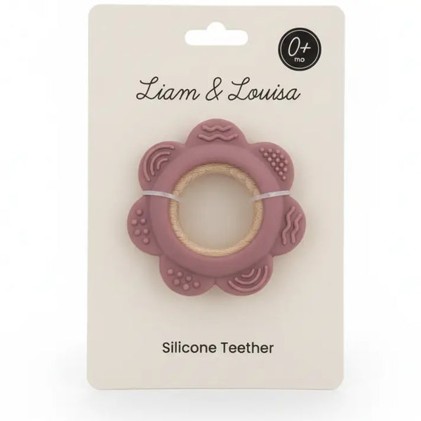 pink flower silicone teether