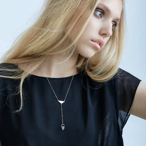 Herkimer Diamond Triangle Necklace