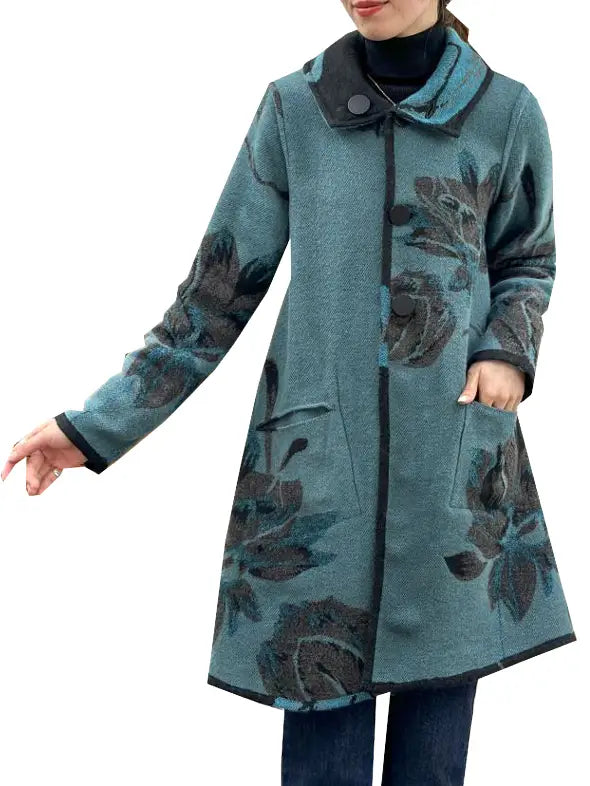 floral baby blue coat