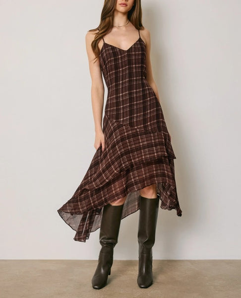 asymmetrical plaid dress